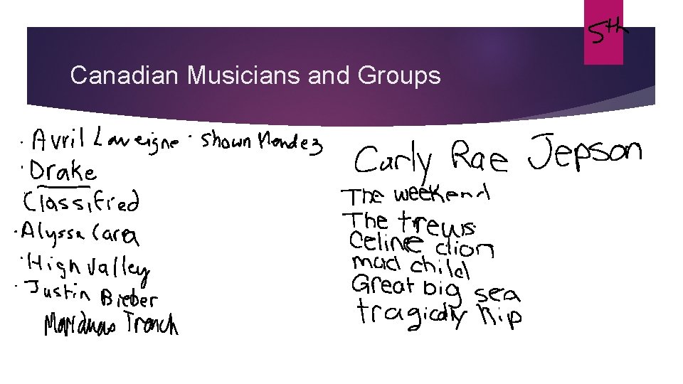 Canadian Musicians and Groups 