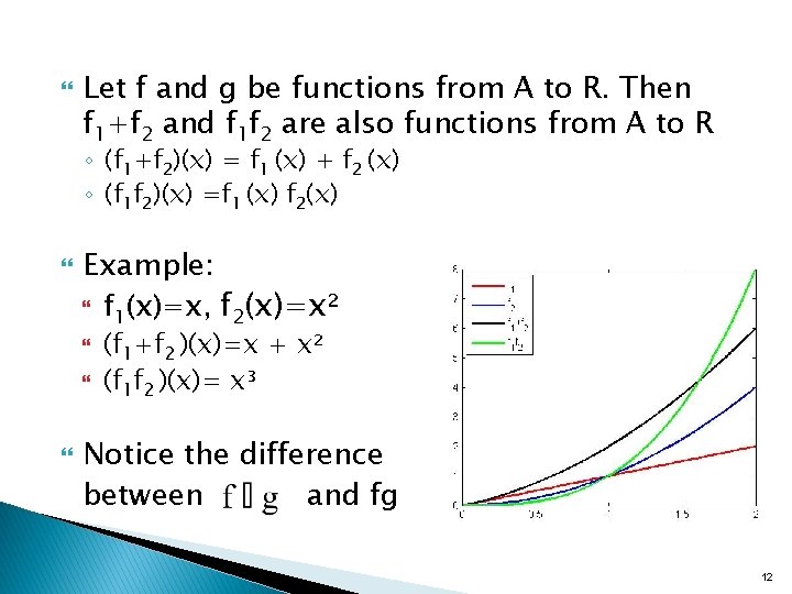  Let f and g be functions from A to R. Then f 1+f