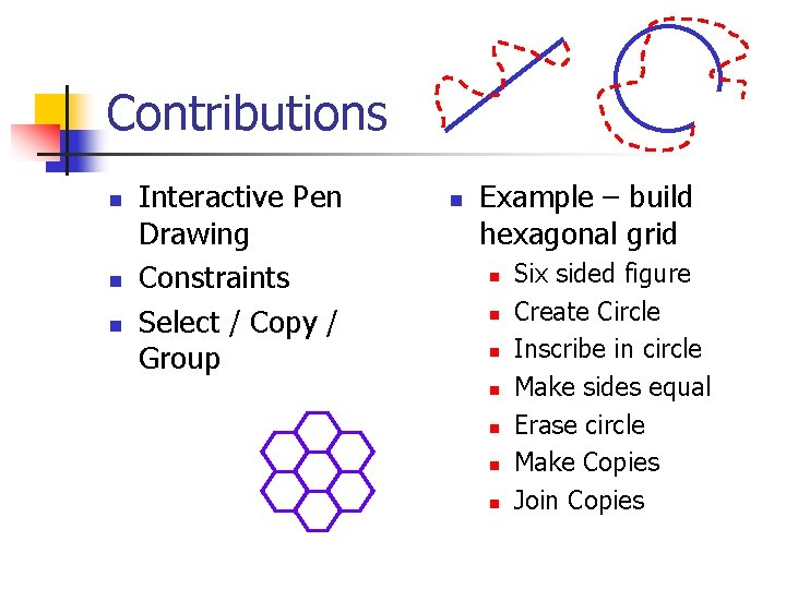Contributions n n n Interactive Pen Drawing Constraints Select / Copy / Group n Contributions n n n Interactive Pen Drawing Constraints Select / Copy / Group n