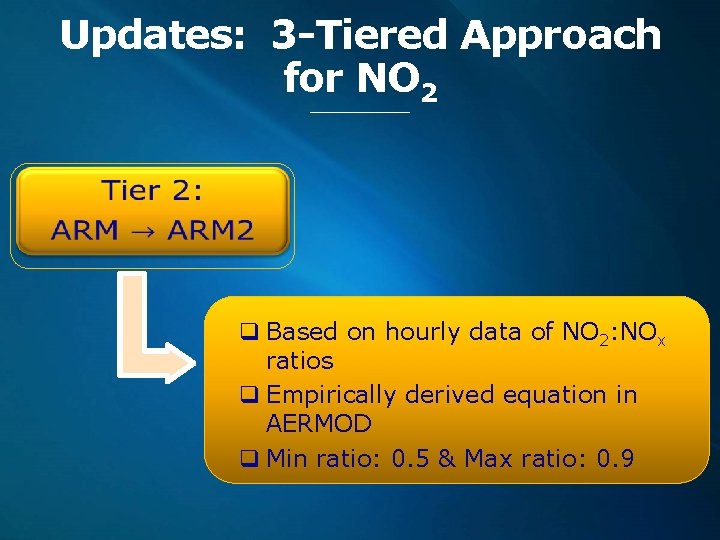 Updates: 3 -Tiered Approach for NO 2 Based on hourly data of NO 2: