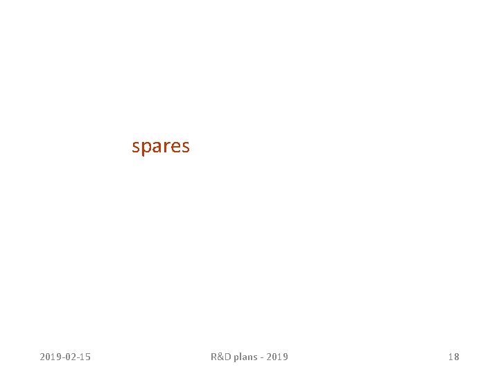spares 2019 -02 -15 R&D plans - 2019 18 spares 2019 -02 -15 R&D plans - 2019 18