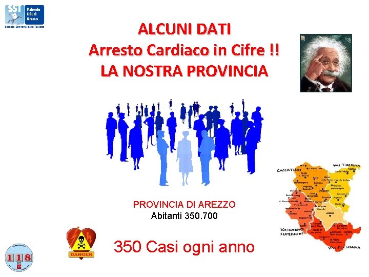 ALCUNI DATI Arresto Cardiaco in Cifre !! LA NOSTRA PROVINCIA DI AREZZO Abitanti 350.