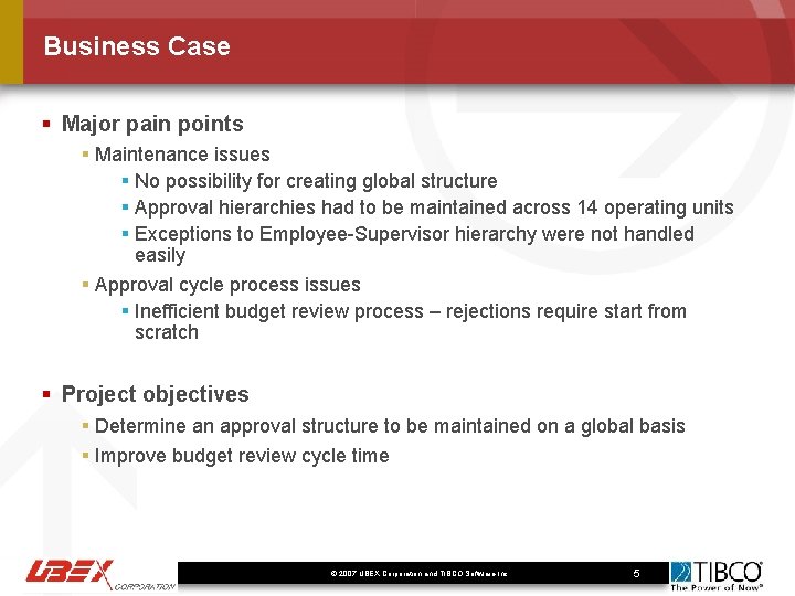 Business Case § Major pain points § Maintenance issues § No possibility for creating