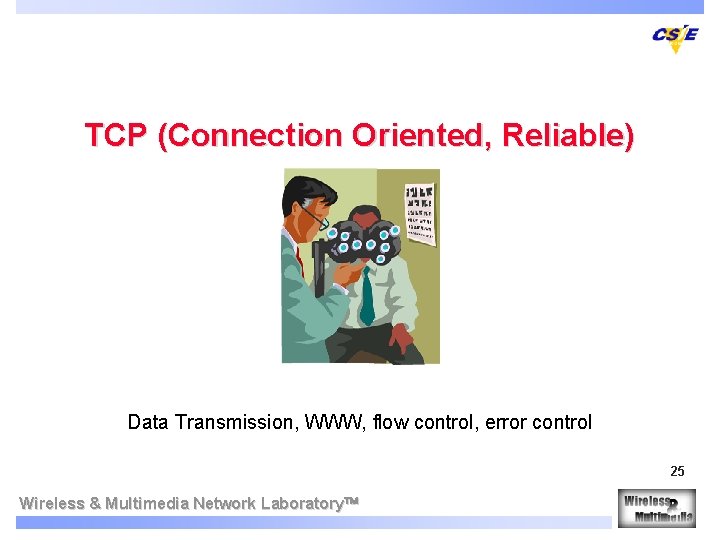 TCP (Connection Oriented, Reliable) Data Transmission, WWW, flow control, error control 25 Wireless &