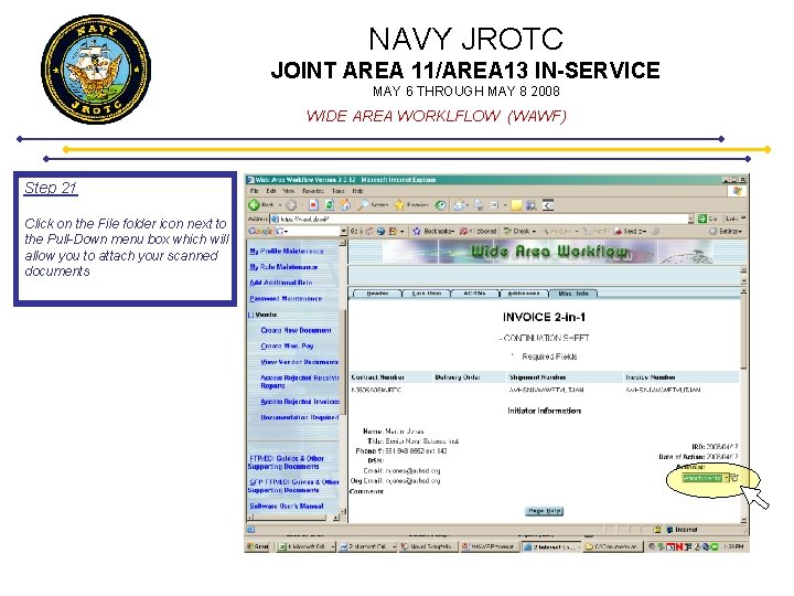 NAVY JROTC JOINT AREA 11/AREA 13 IN-SERVICE MAY 6 THROUGH MAY 8 2008 WIDE