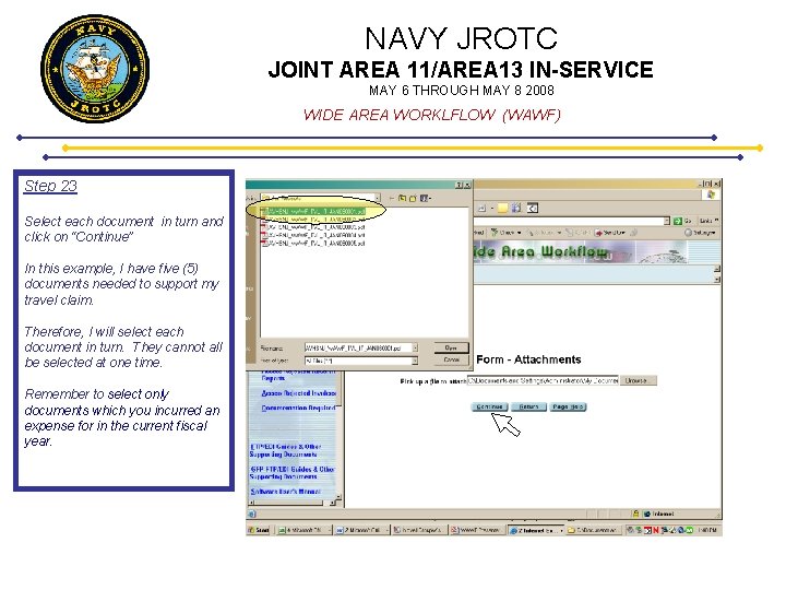 NAVY JROTC JOINT AREA 11/AREA 13 IN-SERVICE MAY 6 THROUGH MAY 8 2008 WIDE