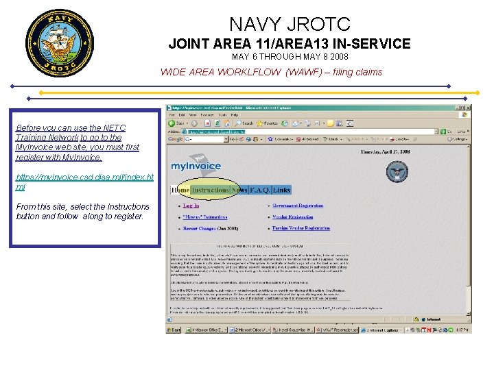 NAVY JROTC JOINT AREA 11/AREA 13 IN-SERVICE MAY 6 THROUGH MAY 8 2008 WIDE