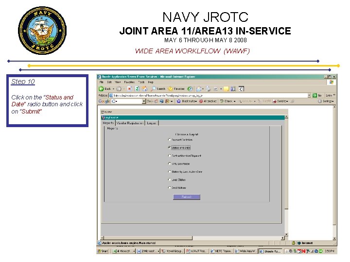 NAVY JROTC JOINT AREA 11/AREA 13 IN-SERVICE MAY 6 THROUGH MAY 8 2008 WIDE