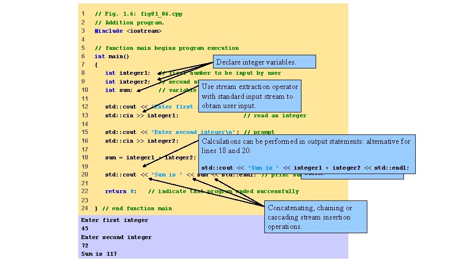 1 2 3 // Fig. 1. 6: fig 01_06. cpp // Addition program. #include 1 2 3 // Fig. 1. 6: fig 01_06. cpp // Addition program. #include
