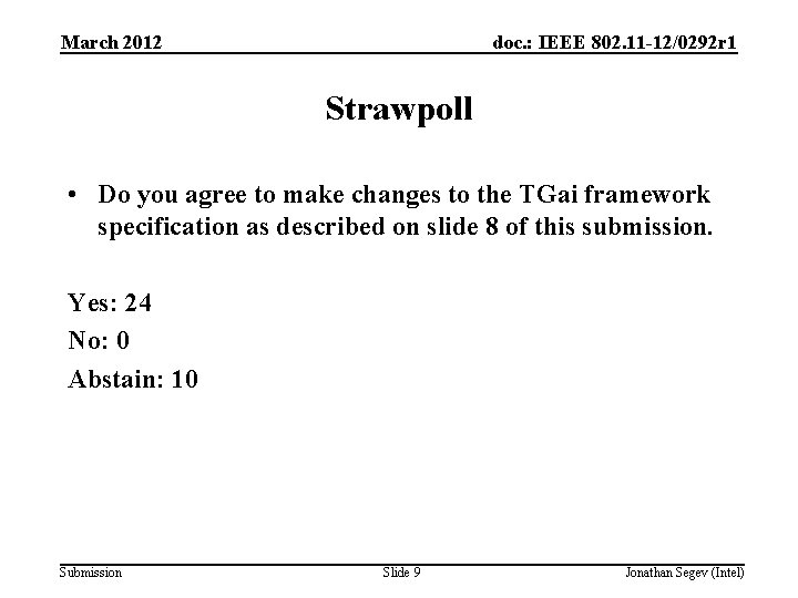 March 2012 doc. : IEEE 802. 11 -12/0292 r 1 Strawpoll • Do you