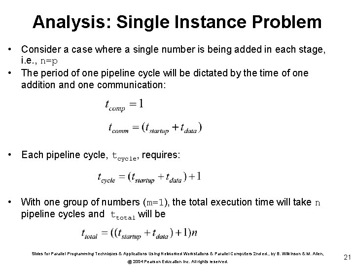 Analysis: Single Instance Problem • Consider a case where a single number is being