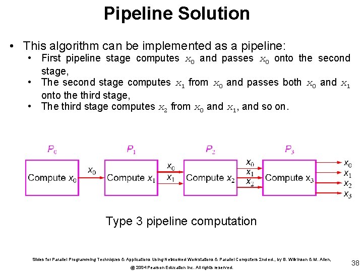 Pipeline Solution • This algorithm can be implemented as a pipeline: • First pipeline