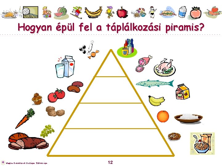Hogyan épül fel a táplálkozási piramis? Magyar Dietetikusok Országos Szövetsége 12 