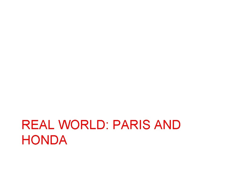 REAL WORLD: PARIS AND HONDA 