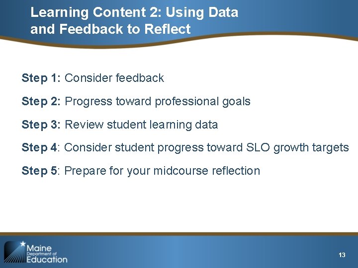 Learning Content 2: Using Data and Feedback to Reflect Step 1: Consider feedback Step