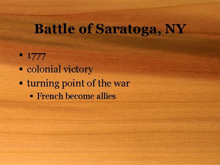 Battle of Saratoga, NY § § § 1777 colonial victory turning point of the