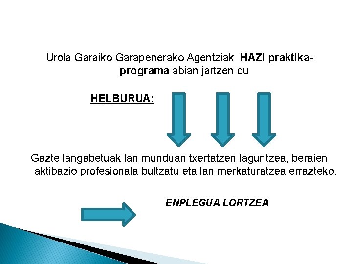 Urola Garaiko Garapenerako Agentziak HAZI praktikaprograma abian jartzen du HELBURUA: Gazte langabetuak lan munduan