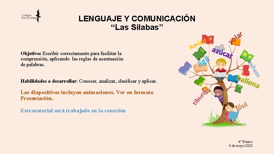 LENGUAJE Y COMUNICACIÓN “Las Sílabas” Habilidades a desarrollar: Conocer, analizar, clasificar y aplicar. Las