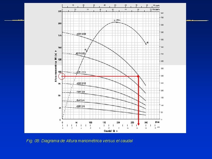 Fig. 08: Diagrama de Altura manométrica versus el caudal 