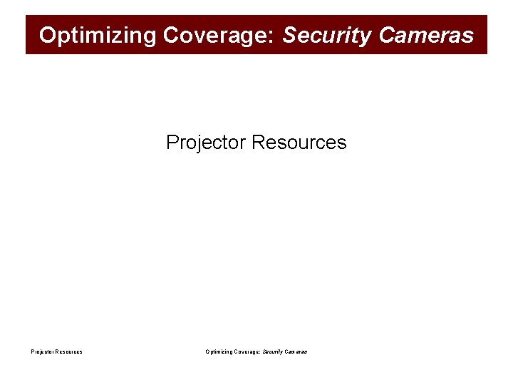 Optimizing Coverage: Security Cameras Projector Resources Optimizing Coverage: Security Cameras 