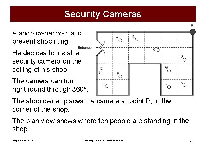 Security Cameras A shop owner wants to prevent shoplifting. He decides to install a