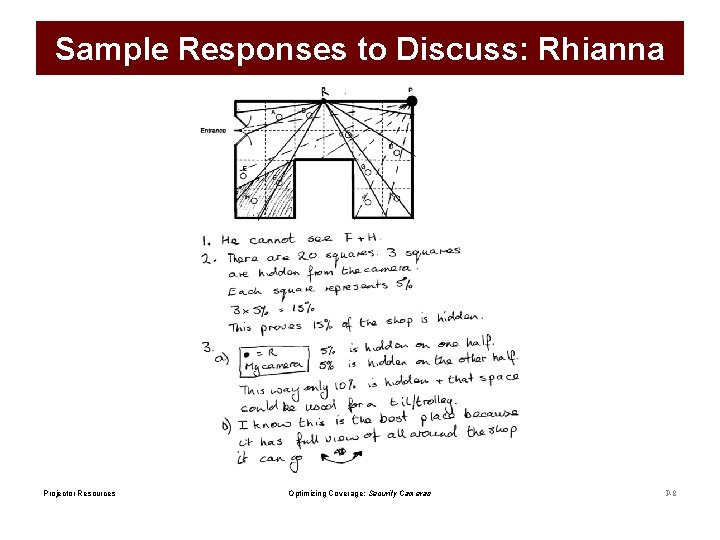 Sample Responses to Discuss: Rhianna Projector Resources Optimizing Coverage: Security Cameras P-8 
