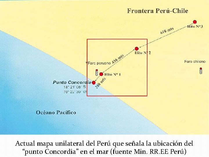 Actual mapa unilateral del Perú que señala la ubicación del “punto Concordia” en el