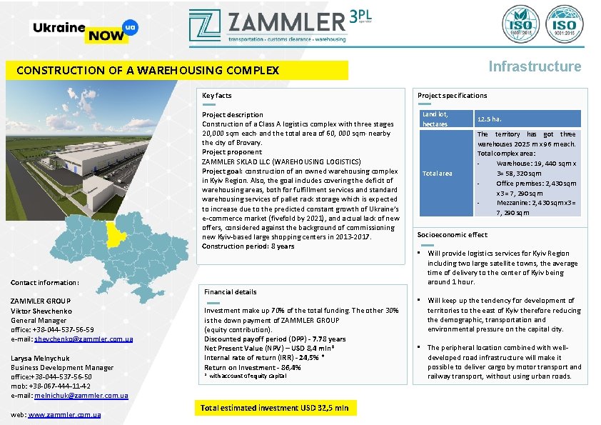Infrastructure CONSTRUCTION OF A WAREHOUSING COMPLEX Key facts Project description Construction of a Class
