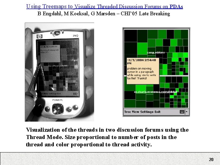 Using Treemaps to Visualize Threaded Discussion Forums on PDAs B Engdahl, M Koeksal, G