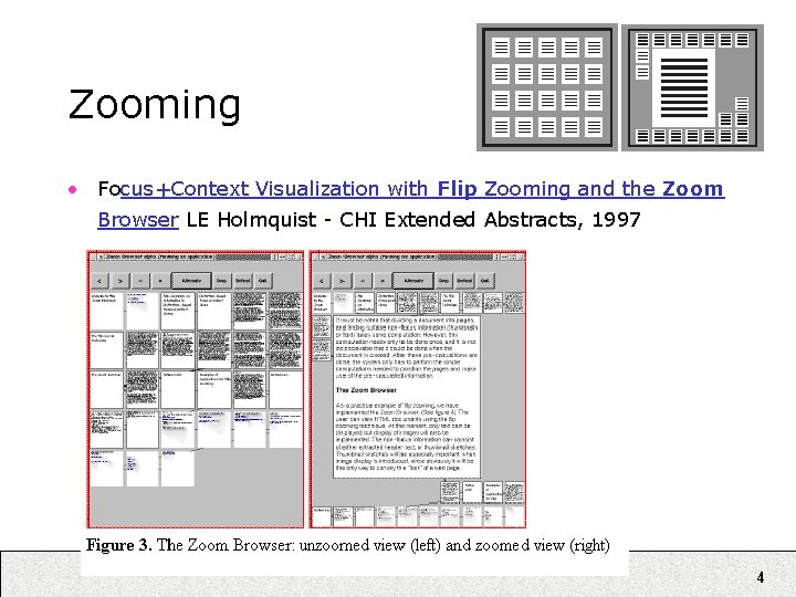 Zooming • Focus+Context Visualization with Flip Zooming and the Zoom Browser LE Holmquist -