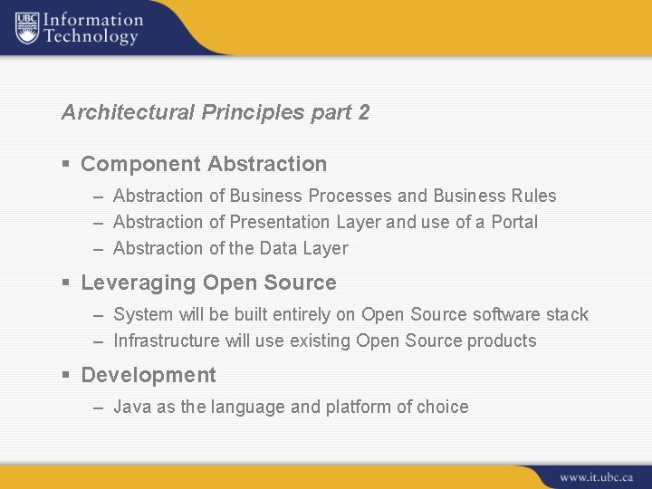 Architectural Principles part 2 § Component Abstraction – Abstraction of Business Processes and Business