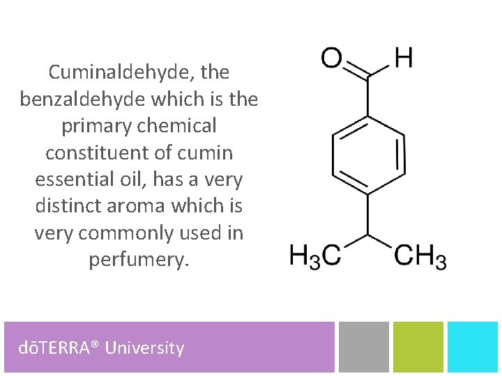 Cuminaldehyde, the benzaldehyde which is the primary chemical constituent of cumin essential oil, has