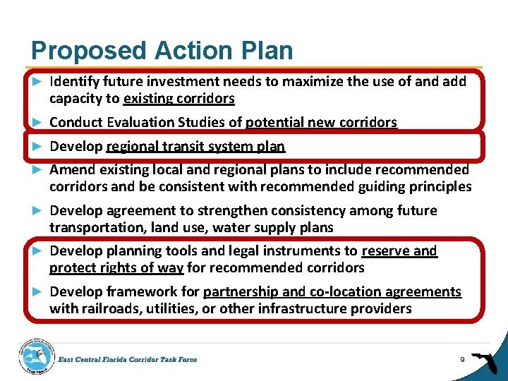 Proposed Action Plan ► Identify future investment needs to maximize the use of and