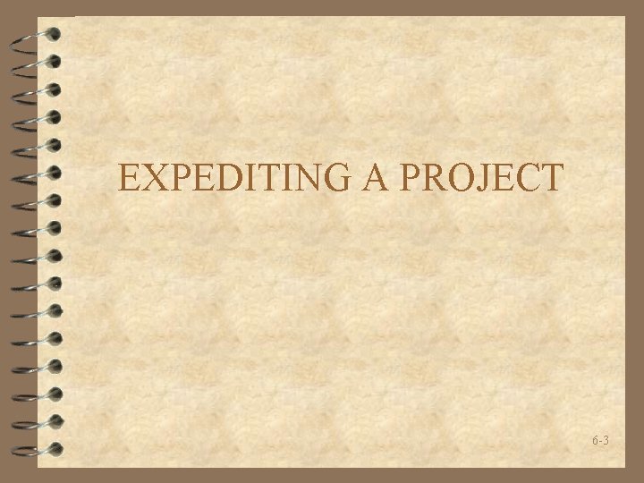 EXPEDITING A PROJECT 6 -3 