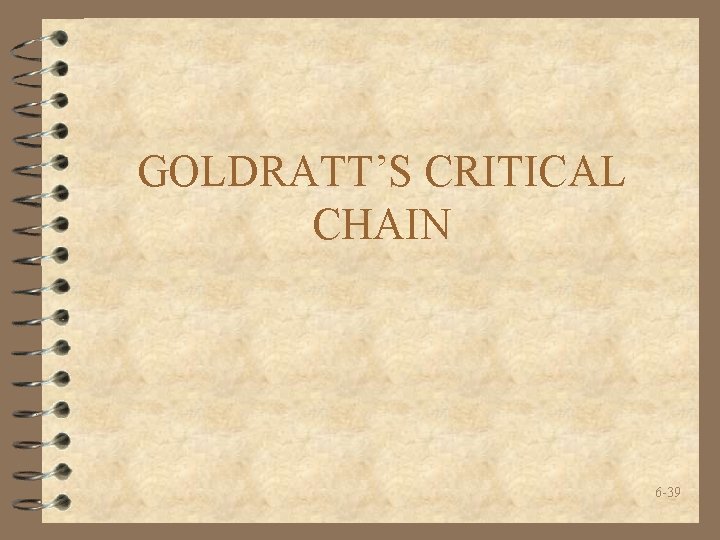 GOLDRATT’S CRITICAL CHAIN 6 -39 