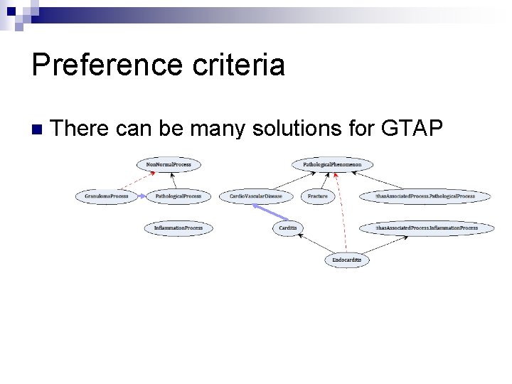 Preference criteria n There can be many solutions for GTAP 