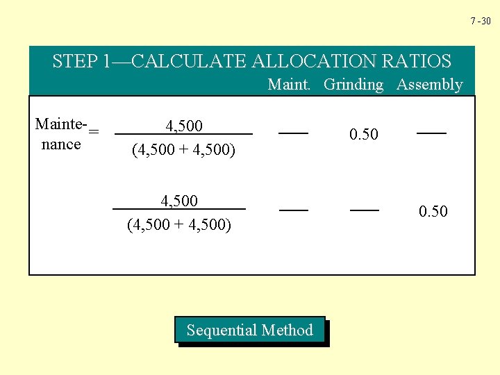 7 -30 STEP 1—CALCULATE ALLOCATION RATIOS Maint. Grinding Assembly Mainte- = nance 4, 500