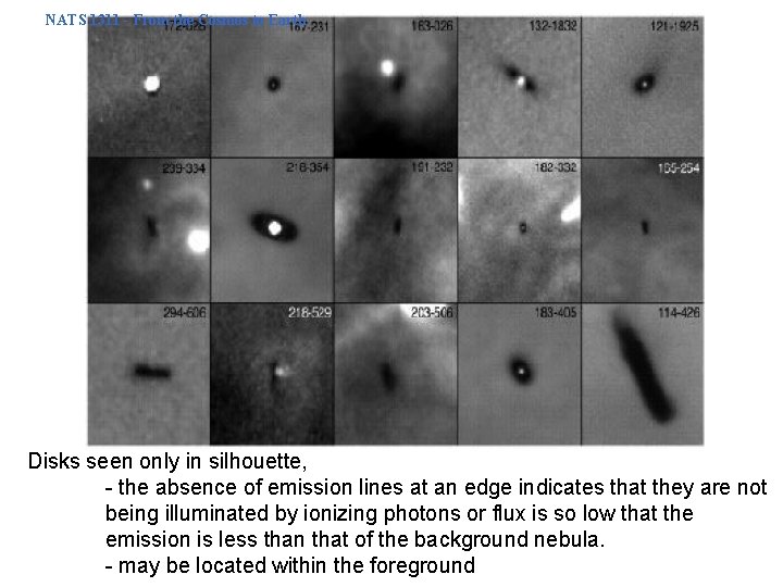 NATS 1311 - From the Cosmos to Earth Disks seen only in silhouette, -