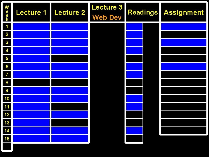 W e e k 1 2 3 4 5 6 7 8 9 10