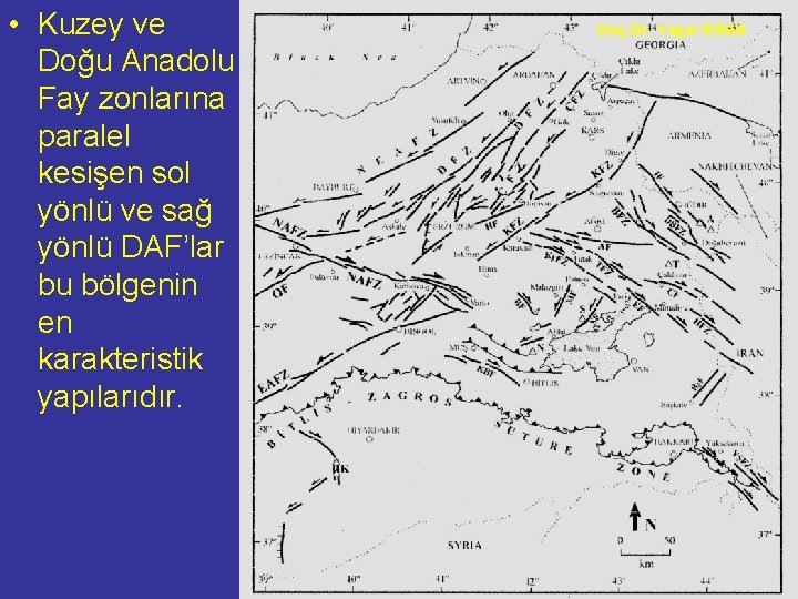  • Kuzey ve Doğu Anadolu Fay zonlarına paralel kesişen sol yönlü ve sağ