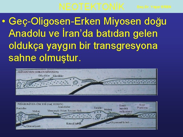 NEOTEKTONİK Doç. Dr. Yaşar EREN • Geç-Oligosen-Erken Miyosen doğu Anadolu ve İran’da batıdan gelen