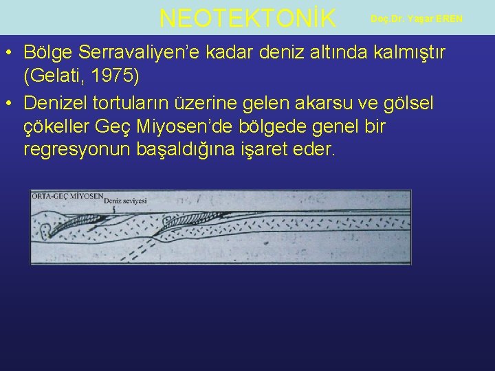 NEOTEKTONİK Doç. Dr. Yaşar EREN • Bölge Serravaliyen’e kadar deniz altında kalmıştır (Gelati, 1975)