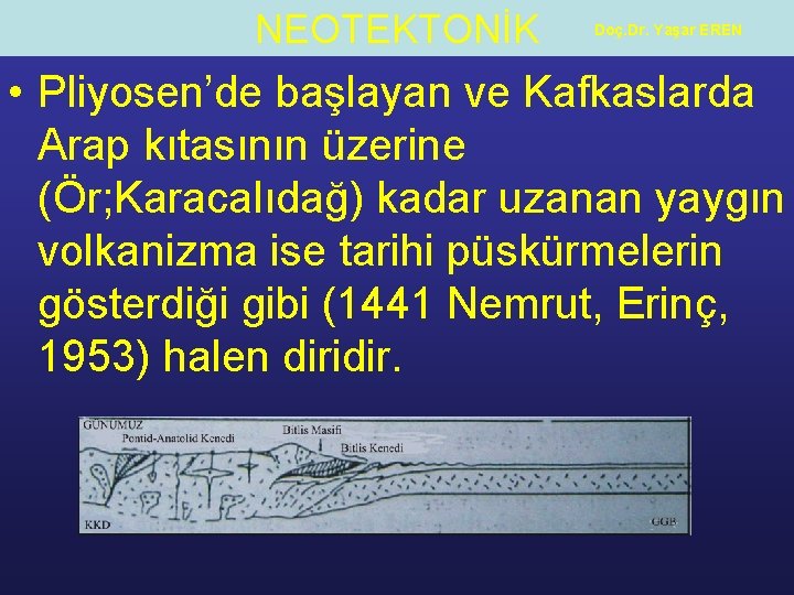 NEOTEKTONİK Doç. Dr. Yaşar EREN • Pliyosen’de başlayan ve Kafkaslarda Arap kıtasının üzerine (Ör;