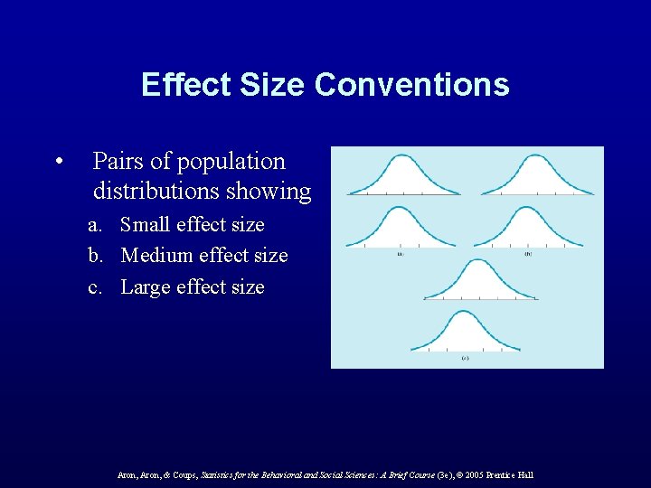 Effect Size Conventions • Pairs of population distributions showing a. Small effect size b. Effect Size Conventions • Pairs of population distributions showing a. Small effect size b.