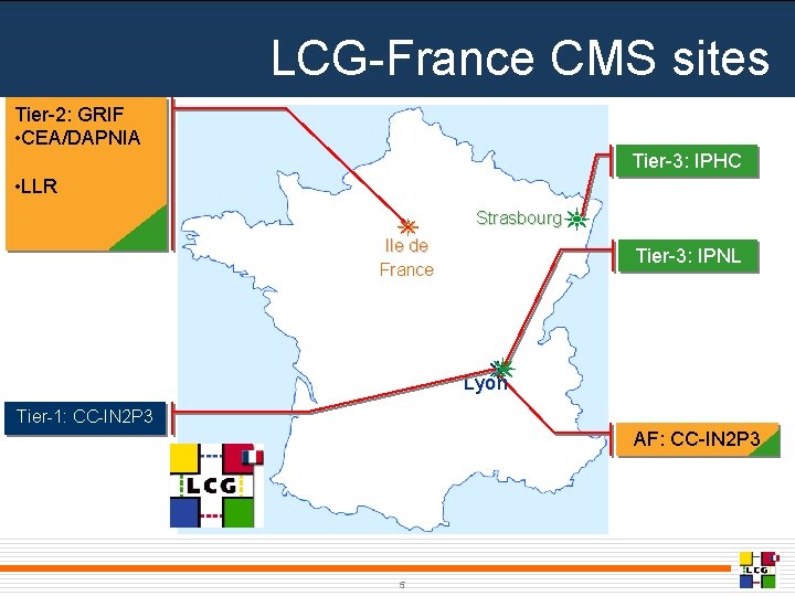 LCG-France CMS sites Tier-2: GRIF • CEA/DAPNIA Tier-3: IPHC • LLR Strasbourg Ile de