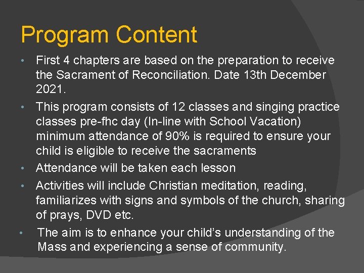 PREPARATION FOR FIRST HOLY COMMUNION Team FHC Website