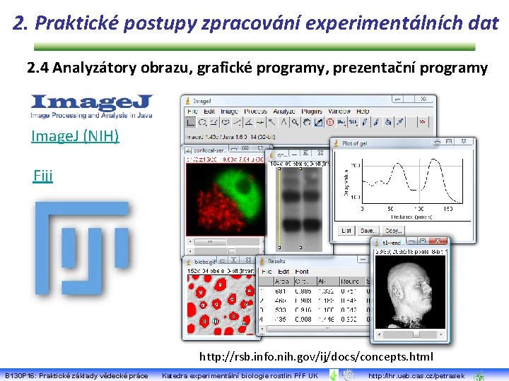 2. Praktické postupy zpracování experimentálních dat 2. 4 Analyzátory obrazu, grafické programy, prezentační programy