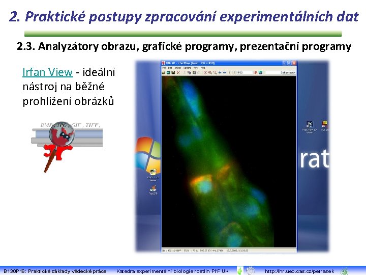 2. Praktické postupy zpracování experimentálních dat 2. 3. Analyzátory obrazu, grafické programy, prezentační programy