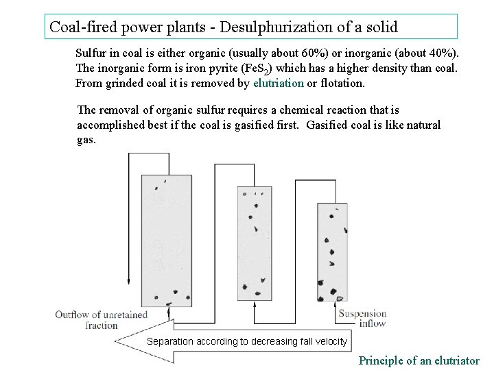 Coal-fired power plants - Desulphurization of a solid Sulfur in coal is either organic