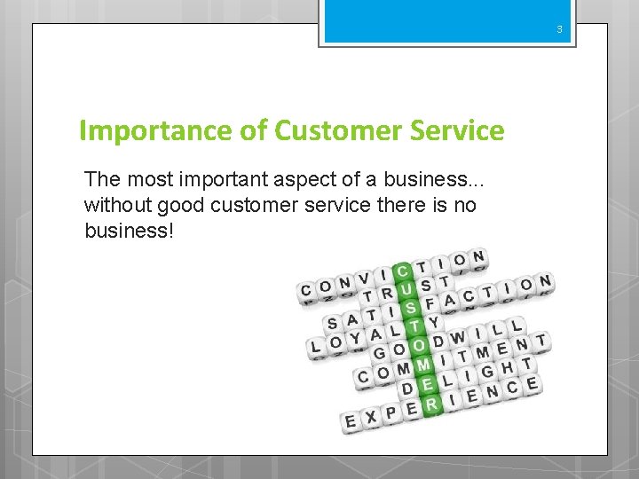 3 Importance of Customer Service The most important aspect of a business. . .